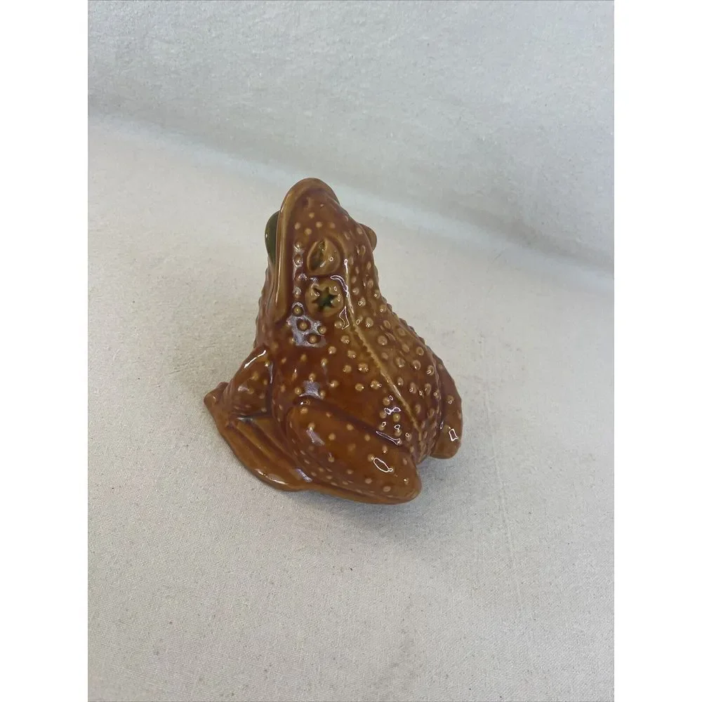 Vintage Italian Frog Coin Bank Mr Toad Pottery Ceramic Majolica Glaze Money Bank